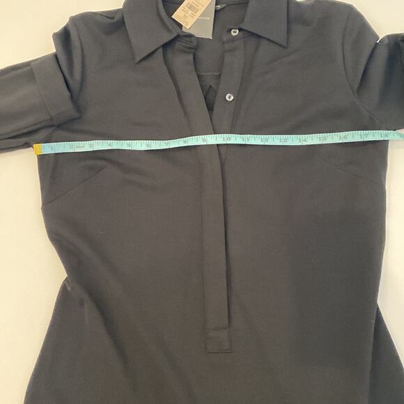 Ann Taylor Black Collared Half Button Down Midi Shirt Dress NWT Sz M Rayon - Picture 9 of 12